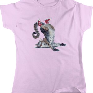 Cool Cat Standing on His Head with Sneakers Women&#39;s T-shirt, NOFO_00453