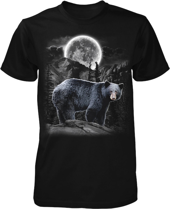 Black Bear, Moon, Mountains Men's T-shirt, NOFO_00444 - Etsy
