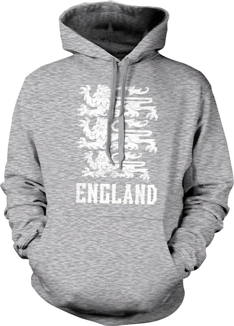 Sudadera con capucha y escudo real de Inglaterra, diseño de los Tres Leones, NOFO_00238 Sport Grey