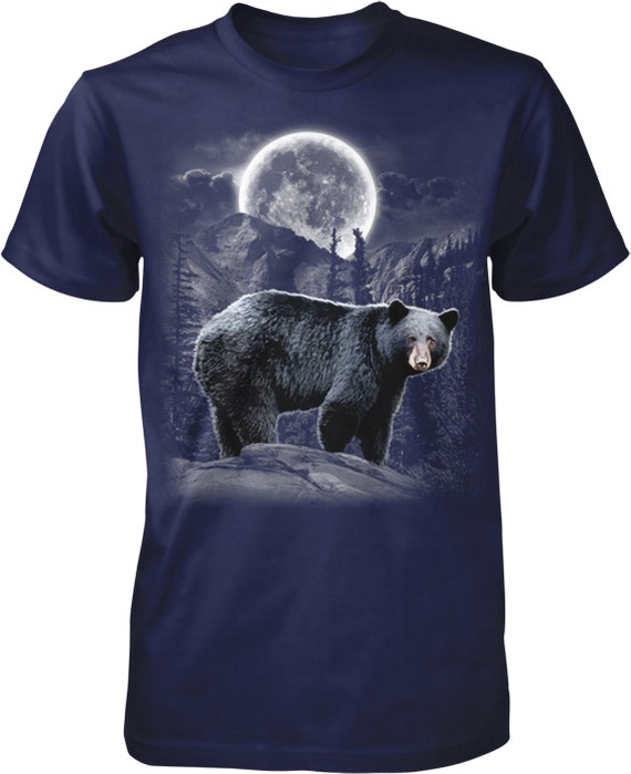 Black Bear, Moon, Mountains Men's T-shirt, NOFO_00444 - Etsy