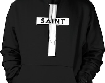 Saint Cross Hoodie - Black Christian Sweatshirt with Front Pocket, NOFO_01161