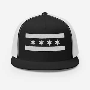 Chicago Flag, Four Stars Script Baseball Font Snapback Trucker Hat NOFO_H002