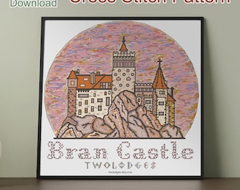 Dracula Castle Cross Stitch Pattern, Bran Castle Tapestry (PDF)