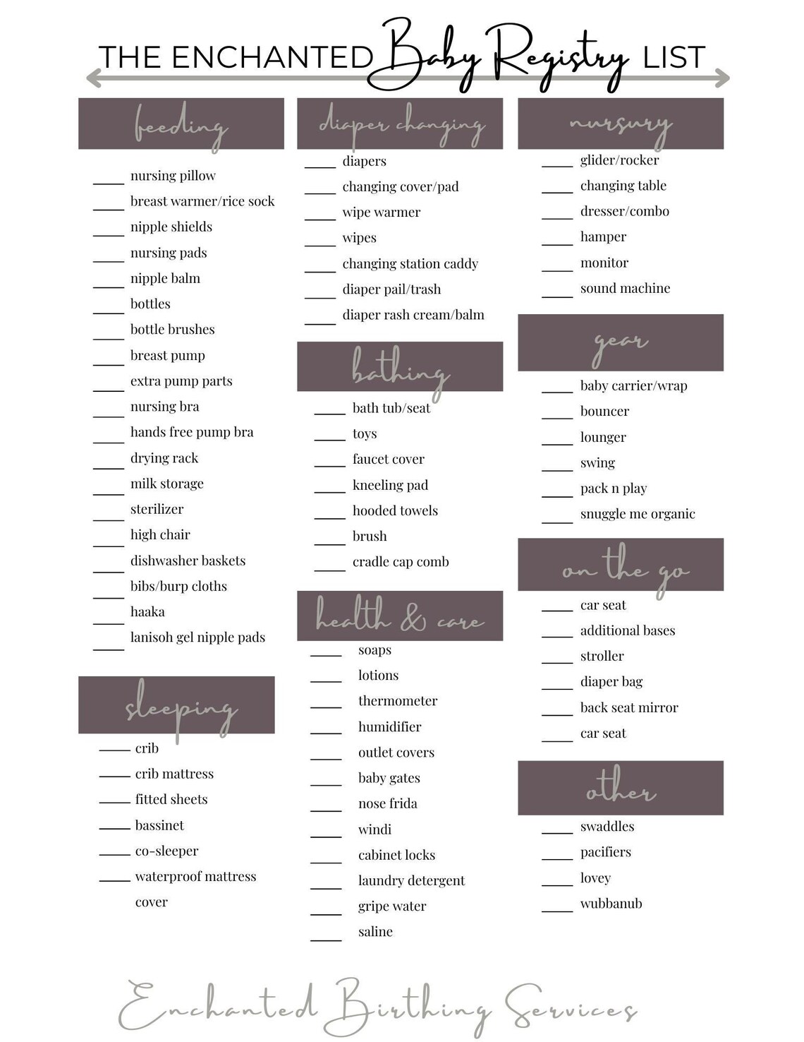 The Official Enchanted Baby Registry Checklist Etsy