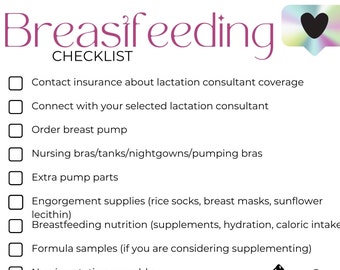 Breastfeeding Checklist - Etsy