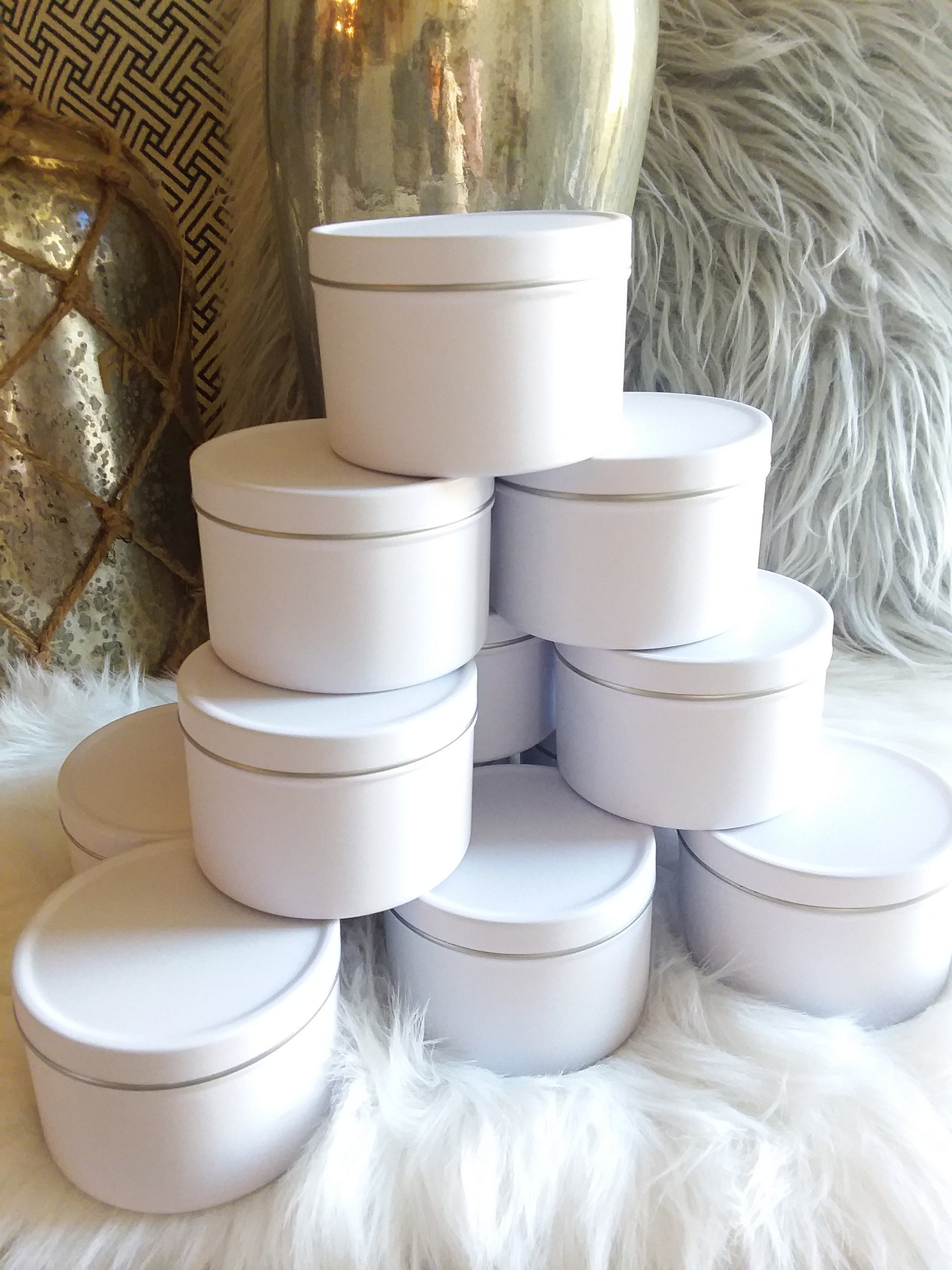 40 White Metal Tins & Lids 68 oz. Wholesale Seamless Etsy