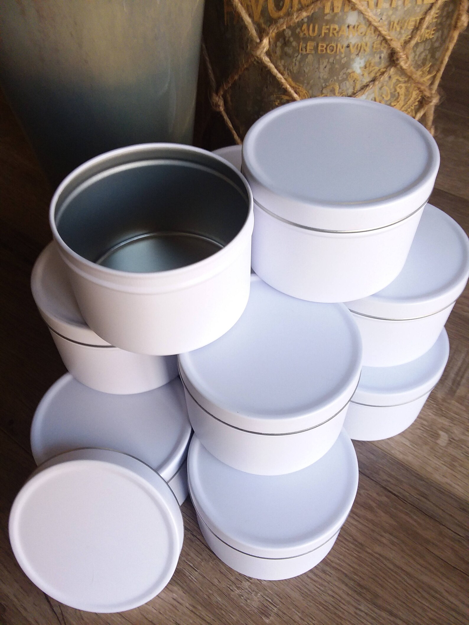 40 White Metal Tins & Lids 68 oz. Wholesale Seamless Etsy