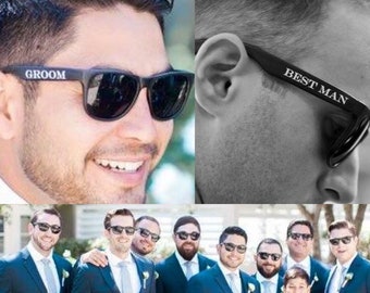 Groomsmen Sunglasses - Printed Groomsmen Sunglasses w/ Titles - Custom Groomsman Sunglasses - Black Groomsmen Glasses