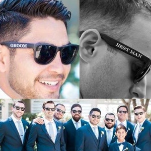 Groomsmen Sunglasses - Printed Groomsmen Sunglasses w/ Titles - Custom Groomsman Sunglasses - Black Groomsmen Glasses