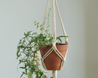 macrame plant hanger, indoor garden, plant pot holder, hanging planter, macrame pot hanger, modern macrame, cotton rope hanger, beige holder