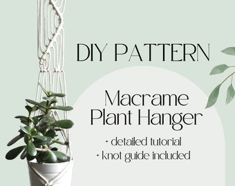 macrame PATTERN for DIY plant hanger, PDF tutorial with photos, easy for beginners, macrame planter, sunday fun craft idea, indoor plants