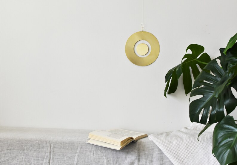 Brass Wall Decor Geometric Wall Hanging Art Midcentury Etsy