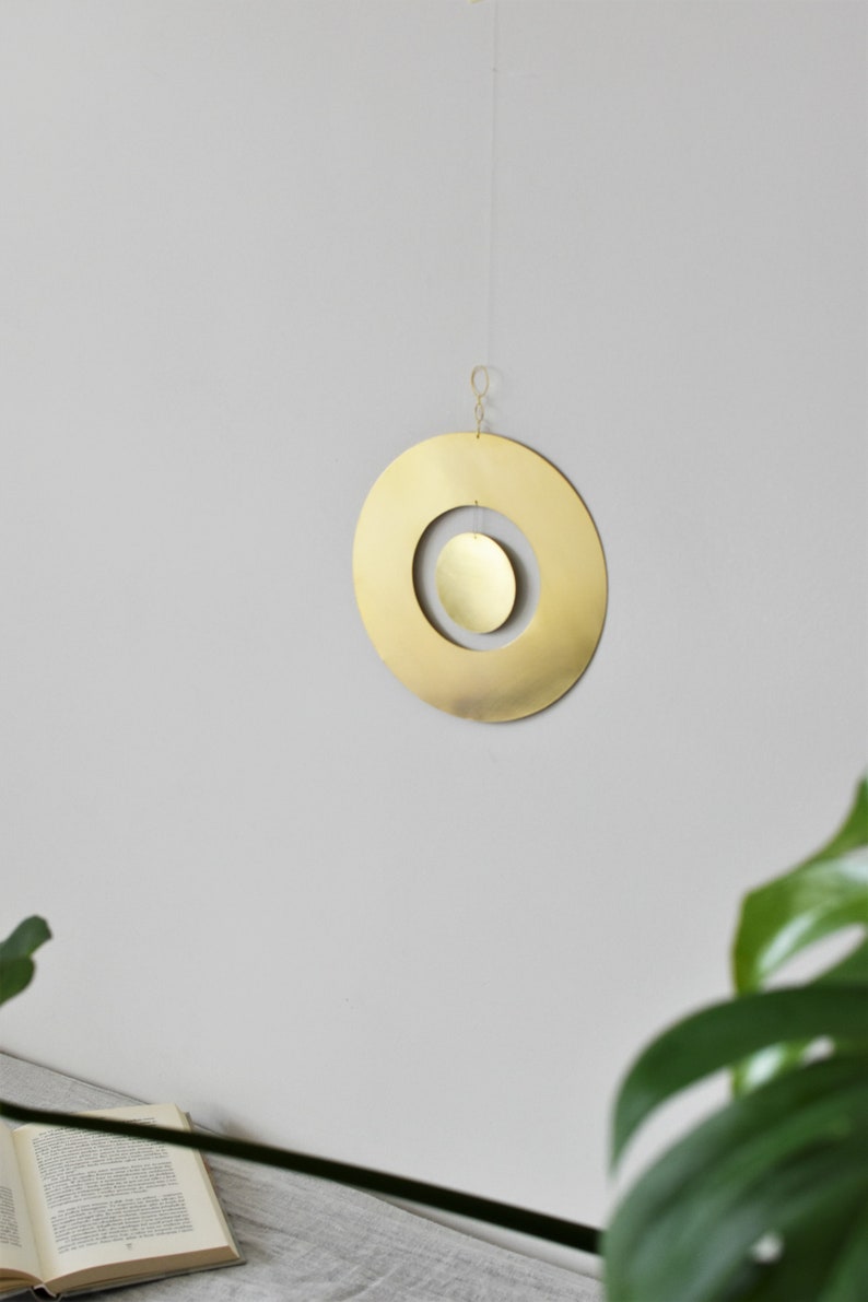 Brass Wall Decor Geometric Wall Hanging Art Midcentury Etsy