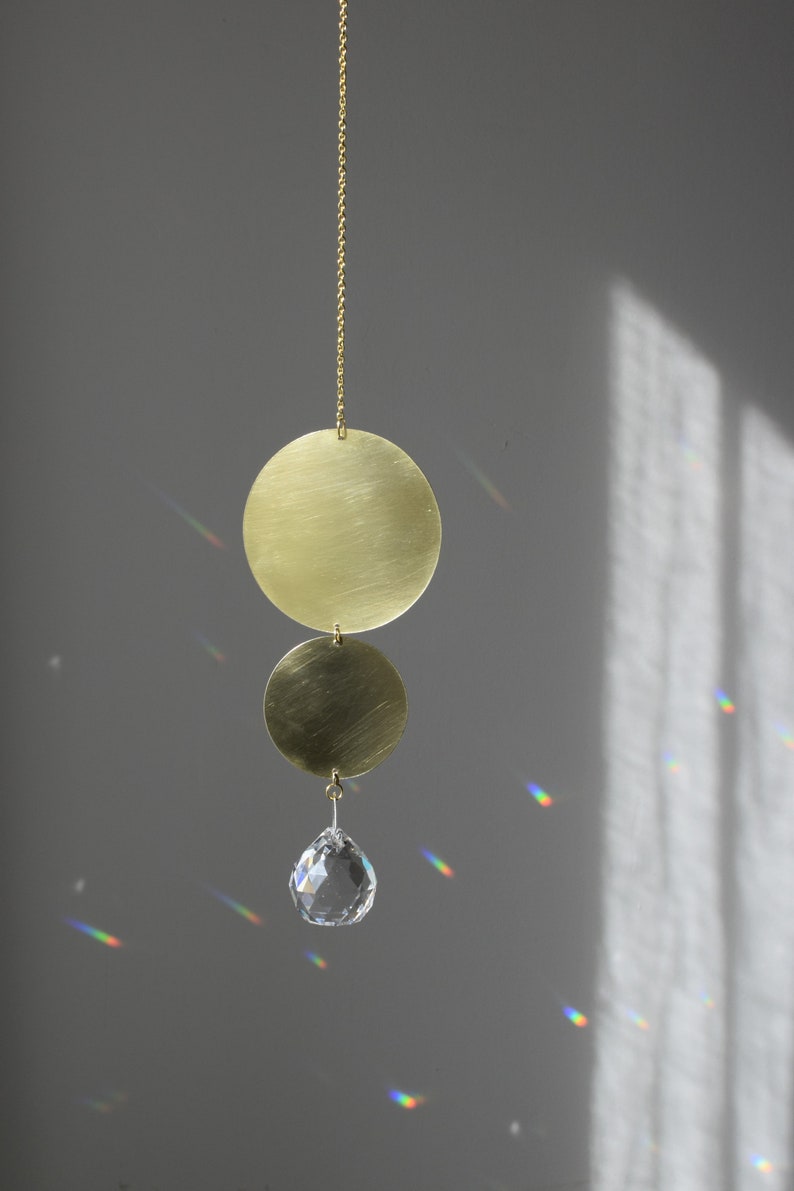 Brass Sun Catcher With Prism Effect Modern Wall Hanging - Etsy