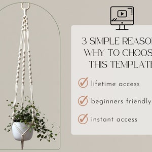 EASY Macrame pattern for modern plant hanger, BEGINNER diy macrame tutorial, step-by-step PDF knot guide, how to make simple macrame planter image 5