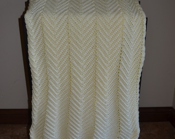 Handmade Crocheted Afghan Blanket - White