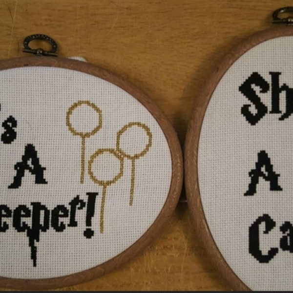 He's a keeper, She's a catch. Quidditch cross stitch Pattern