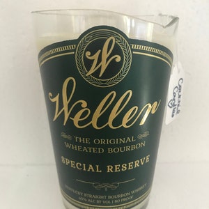 100% Soy Wax, Weller Special Reserve Wheated Bourbon Liquor Bottle, Up-Cycled Cocktail Candle