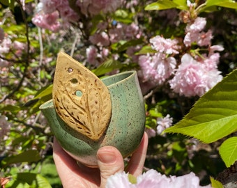 Handmade Pottery Herb Stripper Bowls - Carved