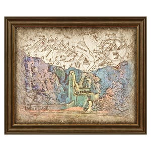 Póster de regalo de arte de paisaje de fantasía de Helms Deep, mapa, paisaje de El Señor de los Anillos, arte de pared, póster, regalo, descarga digital