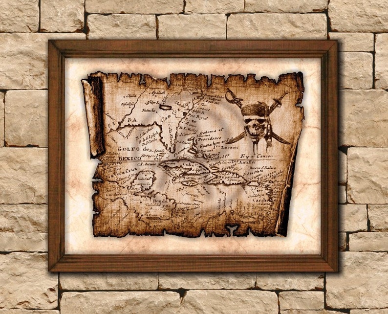Antike Rollen Pergament Karte-Piraten Kunst der alten Karte | Etsy
