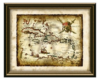 アンティーク海賊宝の地図アート、パイレーツオブカリビアン