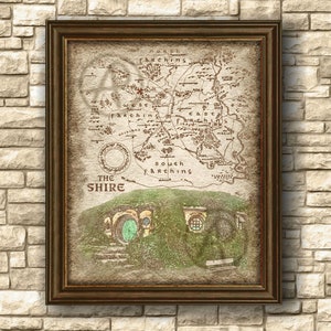 Bag End - Hobbit House Stampabile Arte della Mappa della Contea, Il Signore degli Anelli Bag End Poster Artistico della Mappa, Poster, Arte Murale, Decorazione, Download Digitale