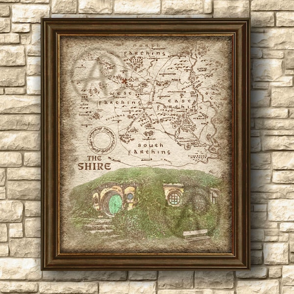 Bag End Hobbit House Printable Art of The Shire Map, Lord of the Ring Bag End of The Shire Map, Poster, Wall Art, Decor, Instant Download