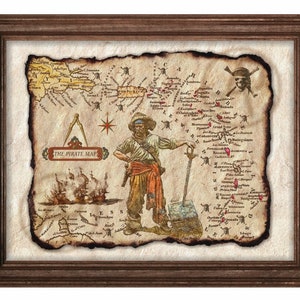 Affiche d'art Pirates des Caraïbes de la carte, ancienne carte de l'île des Caraïbes, ancienne carte des Caraïbes, art de la carte au Trésor, art mural, décoration, téléchargement numérique
