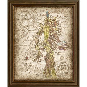 Fantasy Art poster boombaard - Ent van kaart, Lord of the Ring Tree Beard Ent Art Print van kaart, kunst aan de muur, woondecoratie, poster, digitale download