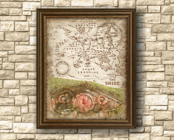 Rustic Hobbit Hole of the Shire Map Hobbiton Art Decor, Lord of the Ring  Hobbit Hole Art Poster, Decor, Wall Art, Gift, Instant Download 