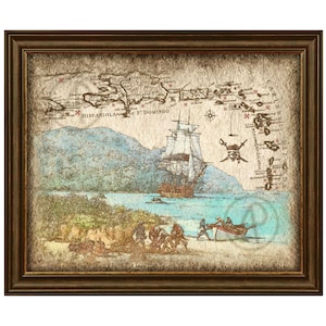 Art déco bateau de pirates des Caraïbes, carte au trésor art pirate, art déco bateau pirate, art mural, cadeau, décoration, téléchargement numérique