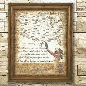 Rustikales Indianer Kunst Poster Zitat von Karte, Native Americans Zitat, Kunst Dekor, Native Americans Karte, Wandkunst, Poster, digitaler Download