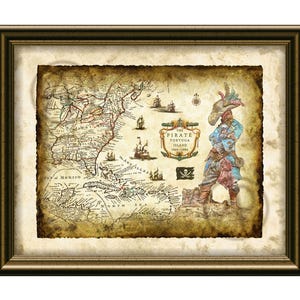 Póster de arte de mapa de la isla de los piratas Tortuga, mapa antiguo de la isla caribeña de Tortuga, mapa de arte de los Piratas del Caribe, arte de pared, póster, descarga digital