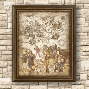 Mapa de Moria - Descarga digital de ilustraciones de El Señor de los Anillos, Póster de arte de El Señor de los Anillos Moria, Arte de pared, Póster, Regalo, Decoración, Descarga digital