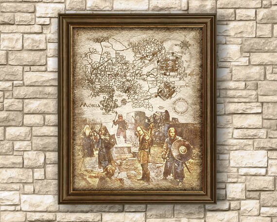 Digital Prints Lord of The Ring Moria Fellowship of the Ring Map Art ...