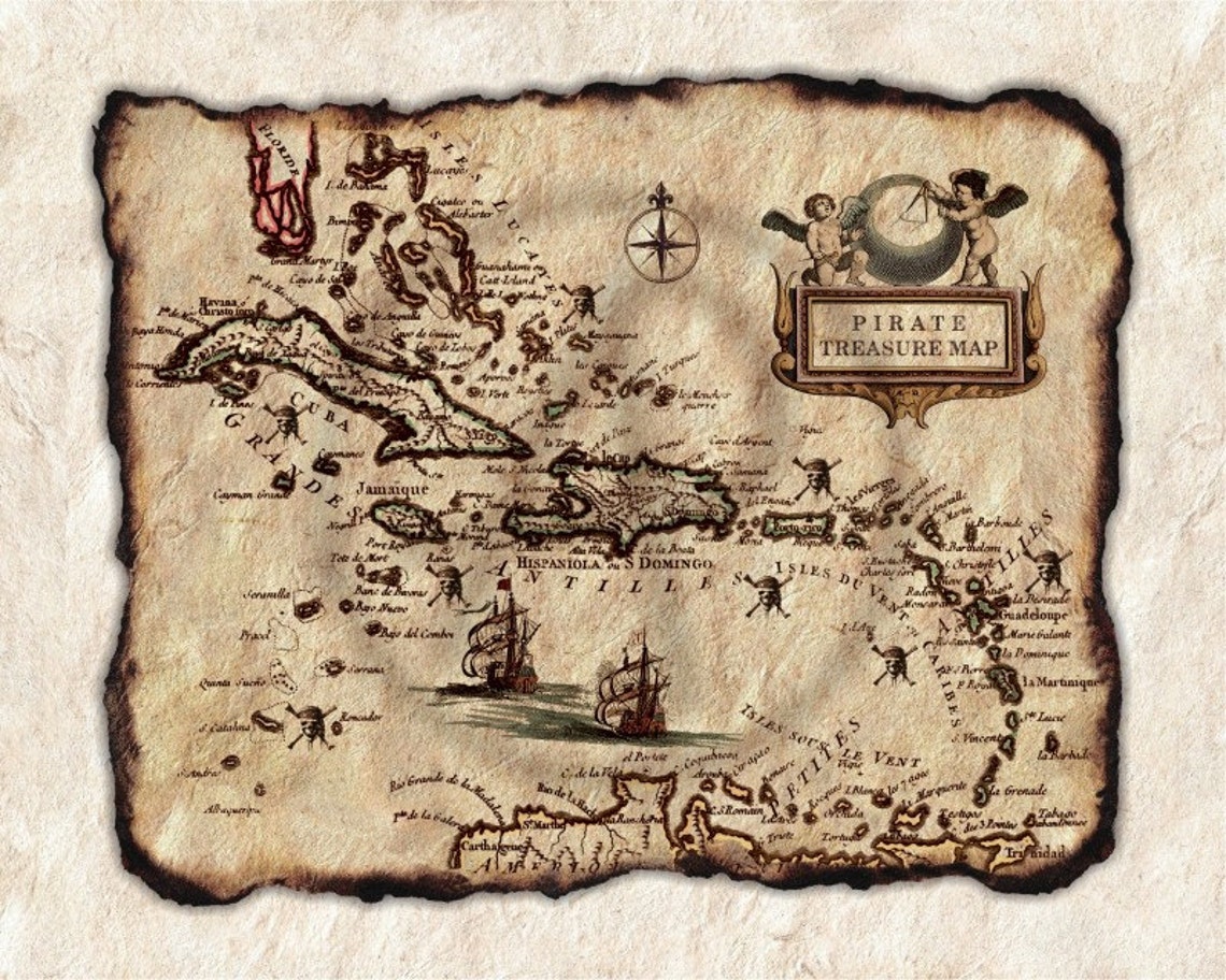 Карта сокровищ Карибского моря