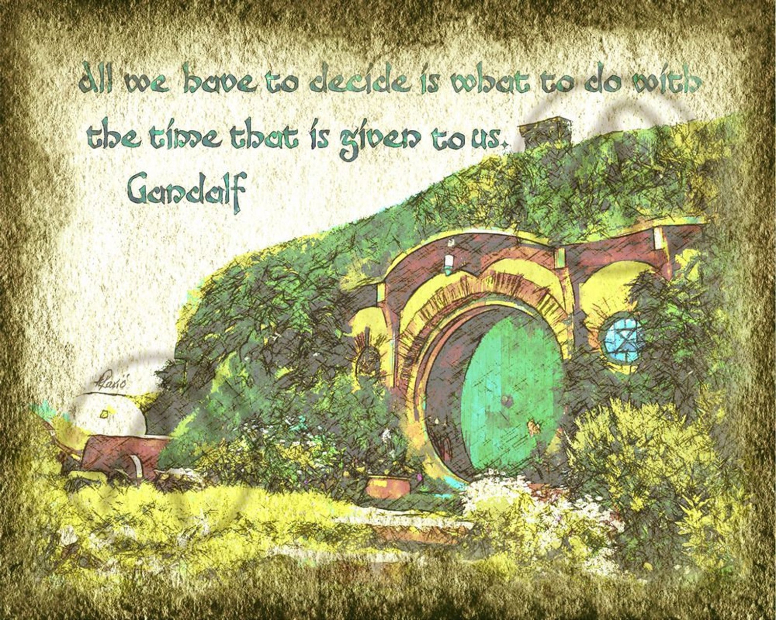 Bag End Hobbit House Art of Gandalf Quote Lord of the Ring Etsy