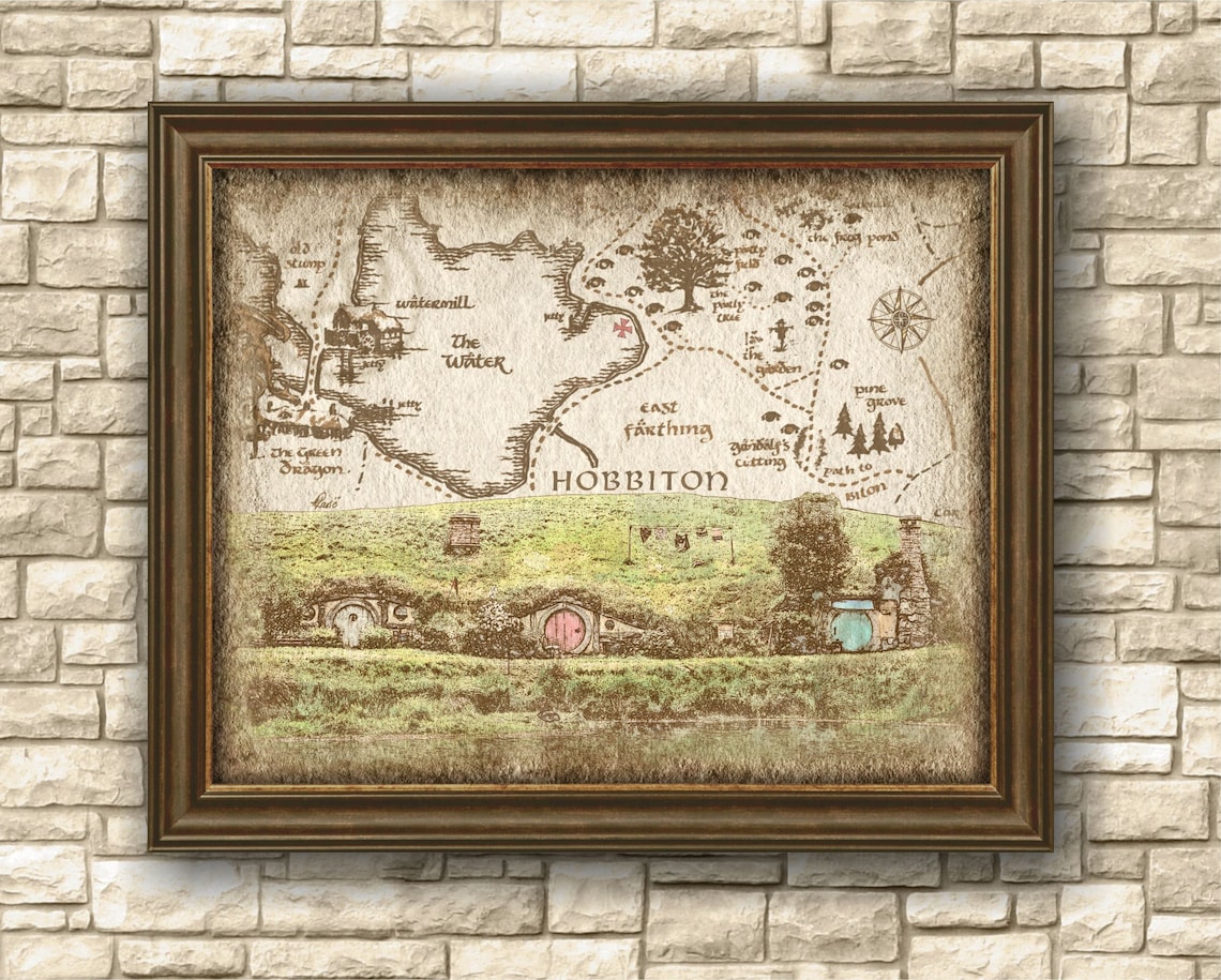 Hobbiton Landscape Printable Art Decor of Map Lord of the Etsy