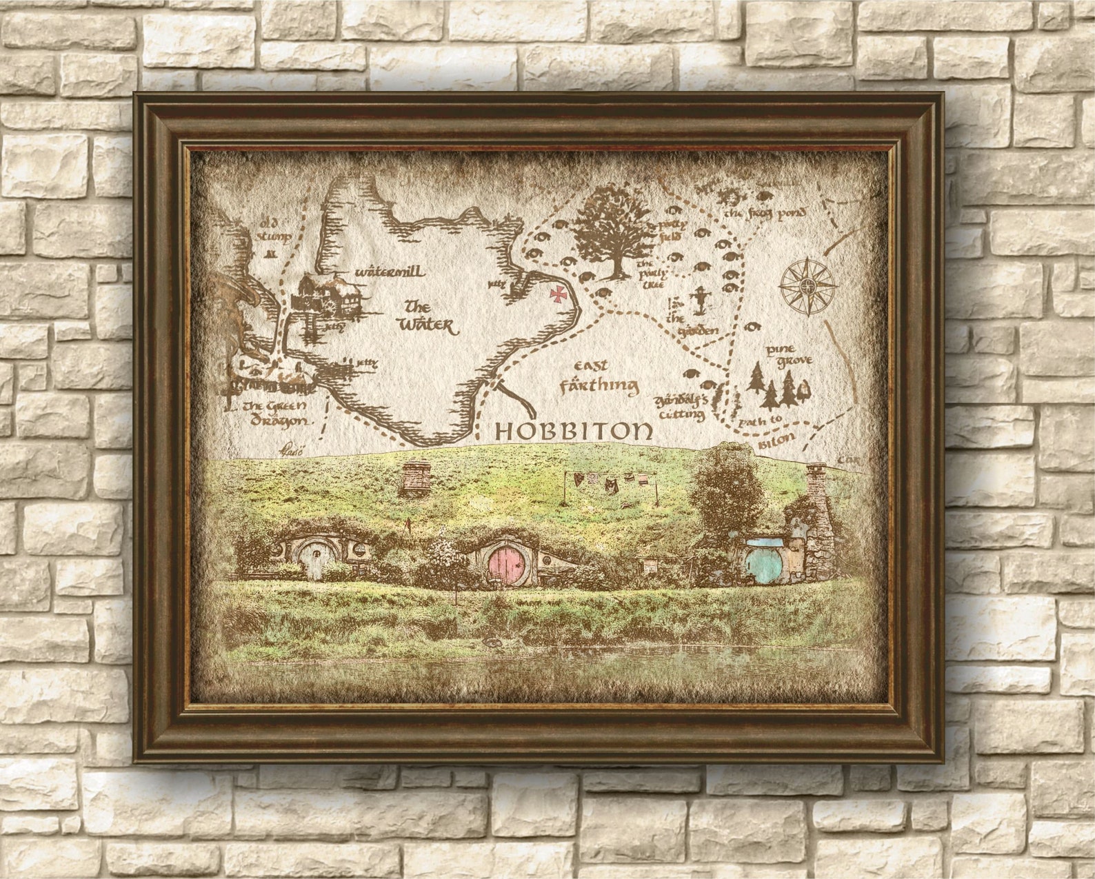 Hobbiton Landscape Printable Art Decor of Map Lord of the Etsy