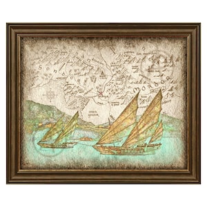 Póster de arte mural con paisaje de Piratas de Umbar, Mapa, El Señor de los Anillos - Piratas de Umbar, Impresión artística de paisaje, Arte mural, Póster, Descarga digital