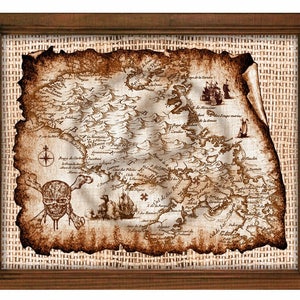 Pirates Parchment Martinique Map Printable Artwork, Old Map Caribbean, Pirates Antique Map Art Decor, Wall Art, Decor, Digital Download