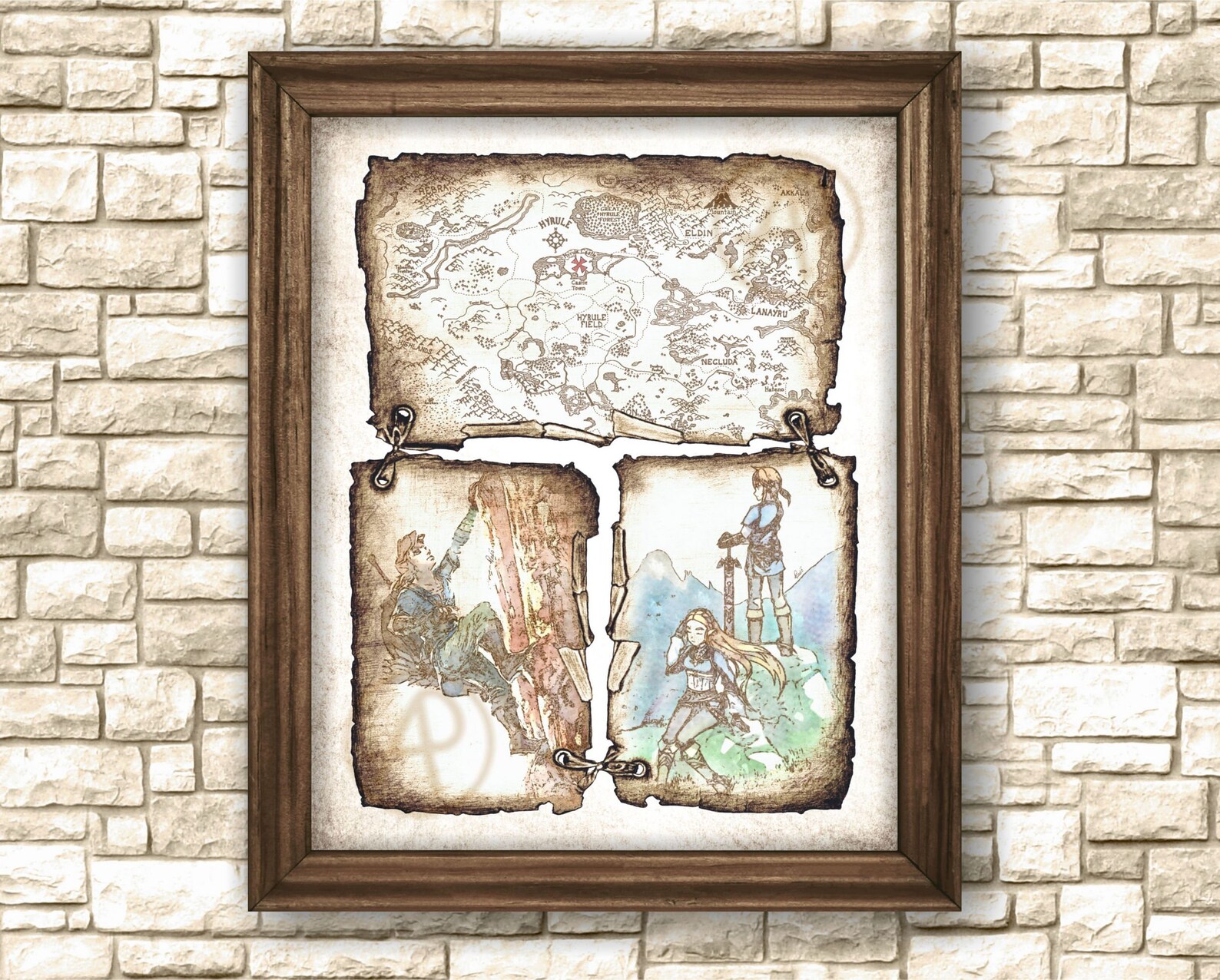 The Legend of Zelda Collage Art Poster Map HyruleZelda Breath Etsy