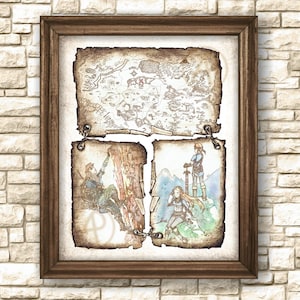 Póster de arte de aventura de la leyenda de Zelda, Zelda Breath of the Wild - Mapa de Hyrule, Arte de pared de Zelda, Póster de Zelda, Decoración, Descarga digital