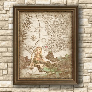 Galadriel de Lorien Mapa Fantasía Arte, Señor del Anillo Galadriel Fantasía Arte de Lorien Mapa, Arte de pared, Decoración, Cartel, Descarga instantánea