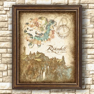 Rivendell Castle Art Poster, Lord of the Ring Rivendell Castle Architecture Art Decor, Poster, Wall Art, Gift, Decor, Instant Download