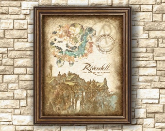 Rivendell Castle Architecture Art Poster, Lord of the Ring Rivendell Architecture Art Decor, Poster, Wall Art, Gift, Decor, Instant Download