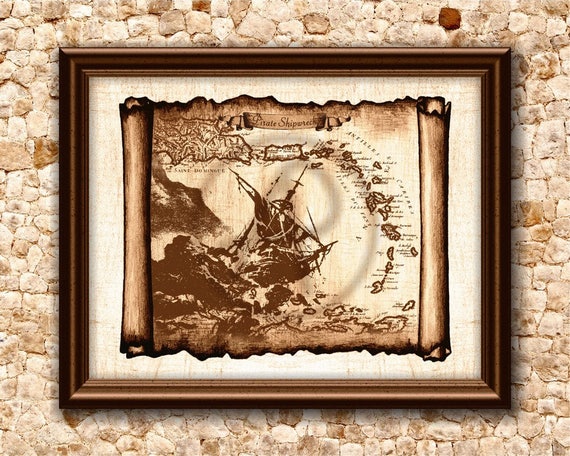 Print Art Oil Painting Pirates of The Caribbean Home Wall Decor on Canvas 16x22
