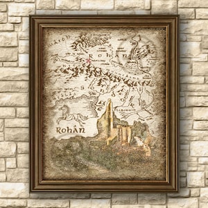 Arte del mapa de la batalla profunda de Helms de Rohan, Decoración artística de la batalla profunda de Helms del mapa de la fortaleza del Señor del Anillo, Arte de pared, Regalo, Decoración, Descarga instantánea
