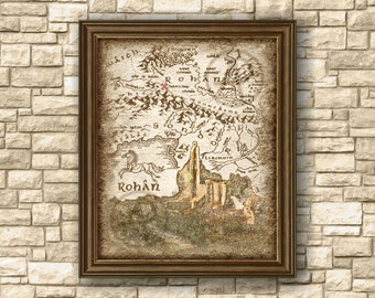 Helms Deep Battle of Rohan Map Art, Lord of the Ring Fortress Helms Deep Battle of Map Art Decor, Wall Art, Gift, Decor, Instant Download
